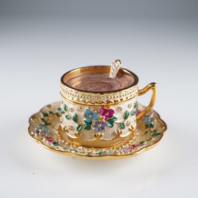 Rucinni Jeweled Teacup & Saucer Trinket Box