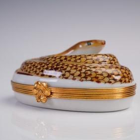 Limoges Porcelain Coiled Snake Trinket Box