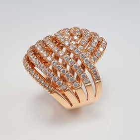 Andreoli 18k Rose Gold and Over 4ct Diamond Cocktail Ring