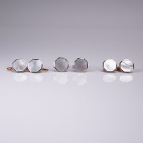 3pr Hickok Mother of Pearl Cufflinks and Tuxedo Studs