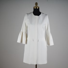 Anne Fontaine White Ruffle-Sleeve Coat Dress