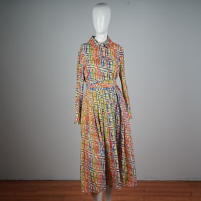 Carolina Herrera Red Label Multicolor Print Belted Dress