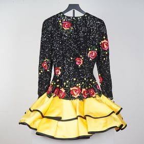 Fabrice Couture Sequin and Silk Cocktail Flamenco Dress