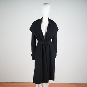 Valentino Black Wool Belted Long Sleeve Dress