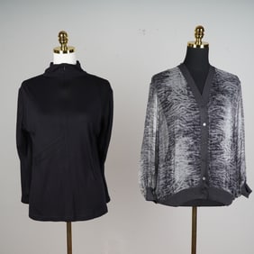 2pc Hermes Paris Silk Cardigan & Chado Cashmere Zip Pullover