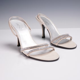 Escada Crystal Embellished Slingback Sandals