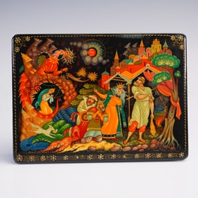 Hand-Painted Russian Lacquer Jewelry Box