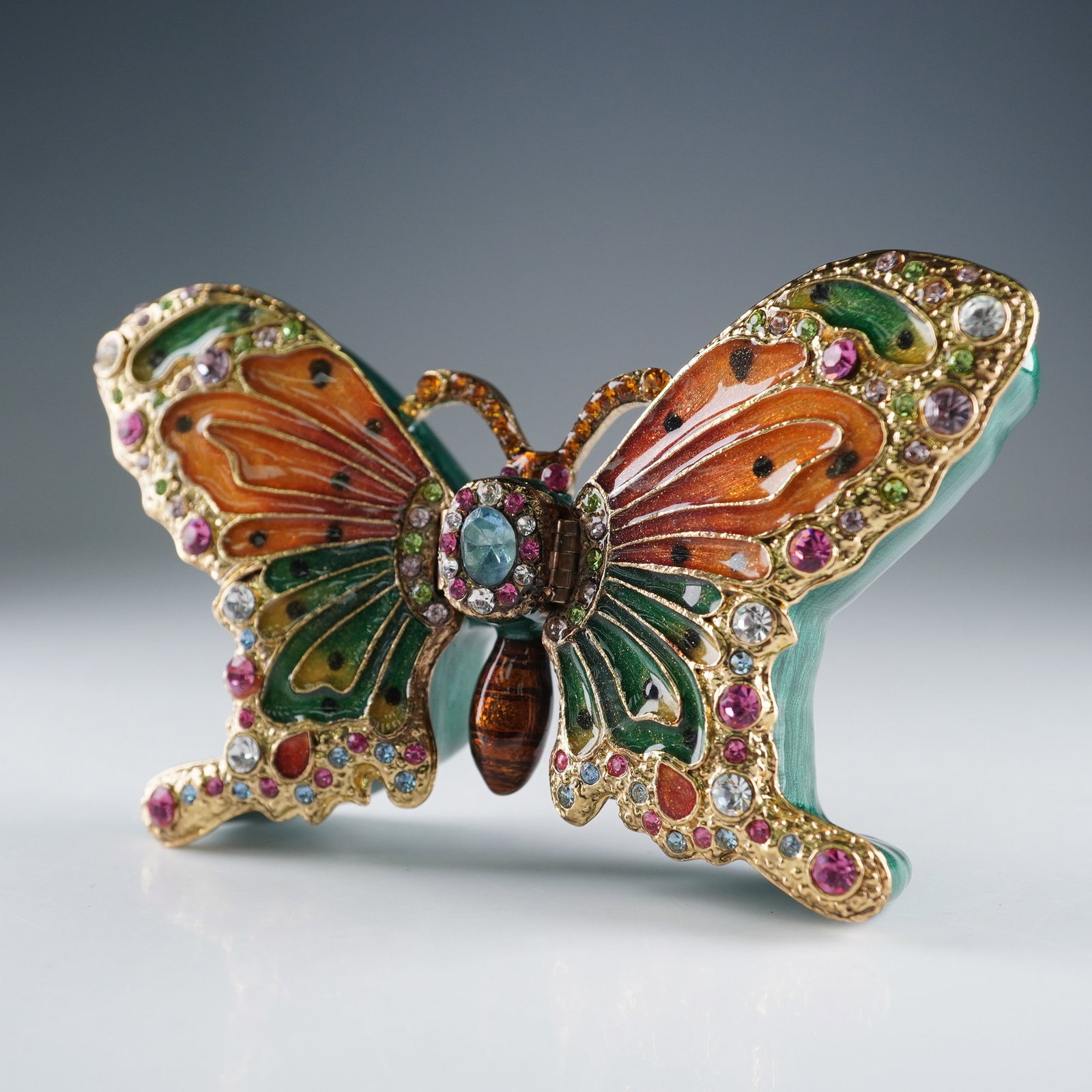 Ruccini Butterfly Trinket Box, Jeweled Enameled Hinged Design (1 of 8)