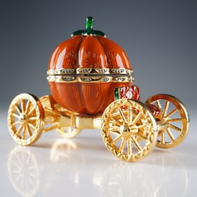 Rucinni Jeweled Pumpkin Carriage Trinket Box