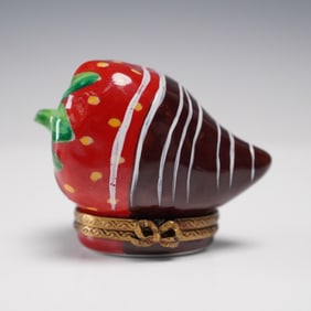 Limoges France Chocolate-Dipped Strawberry Trinket Box