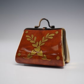 Limoges Porcelain Trinket Box, Gold Purse