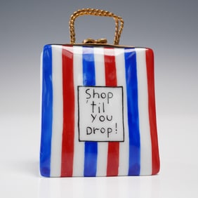 Limoges Shopping Bag Trinket Box, Shop 'til You Drop!