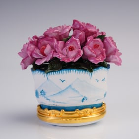 Halcyon Days Porcelain Trinket Box with Roses