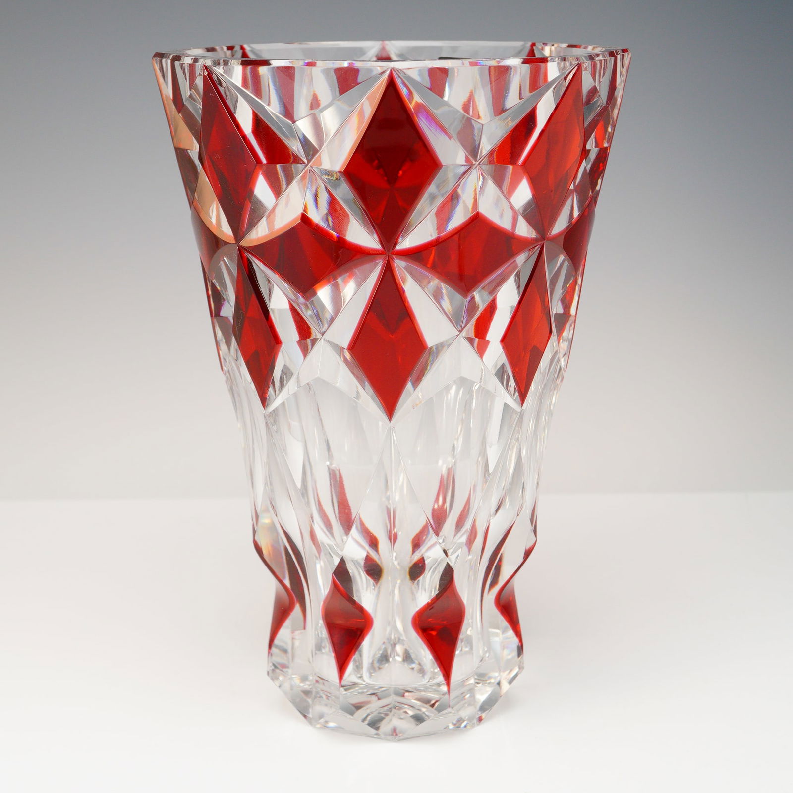 St Louis Crystal and Ruby Vase, Deauville Pattern (1 of 8)