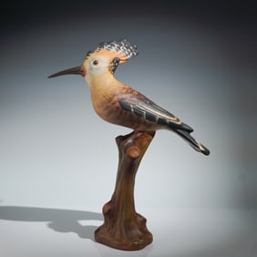 Italian Porcelain Hoopoe Bird Sculpture