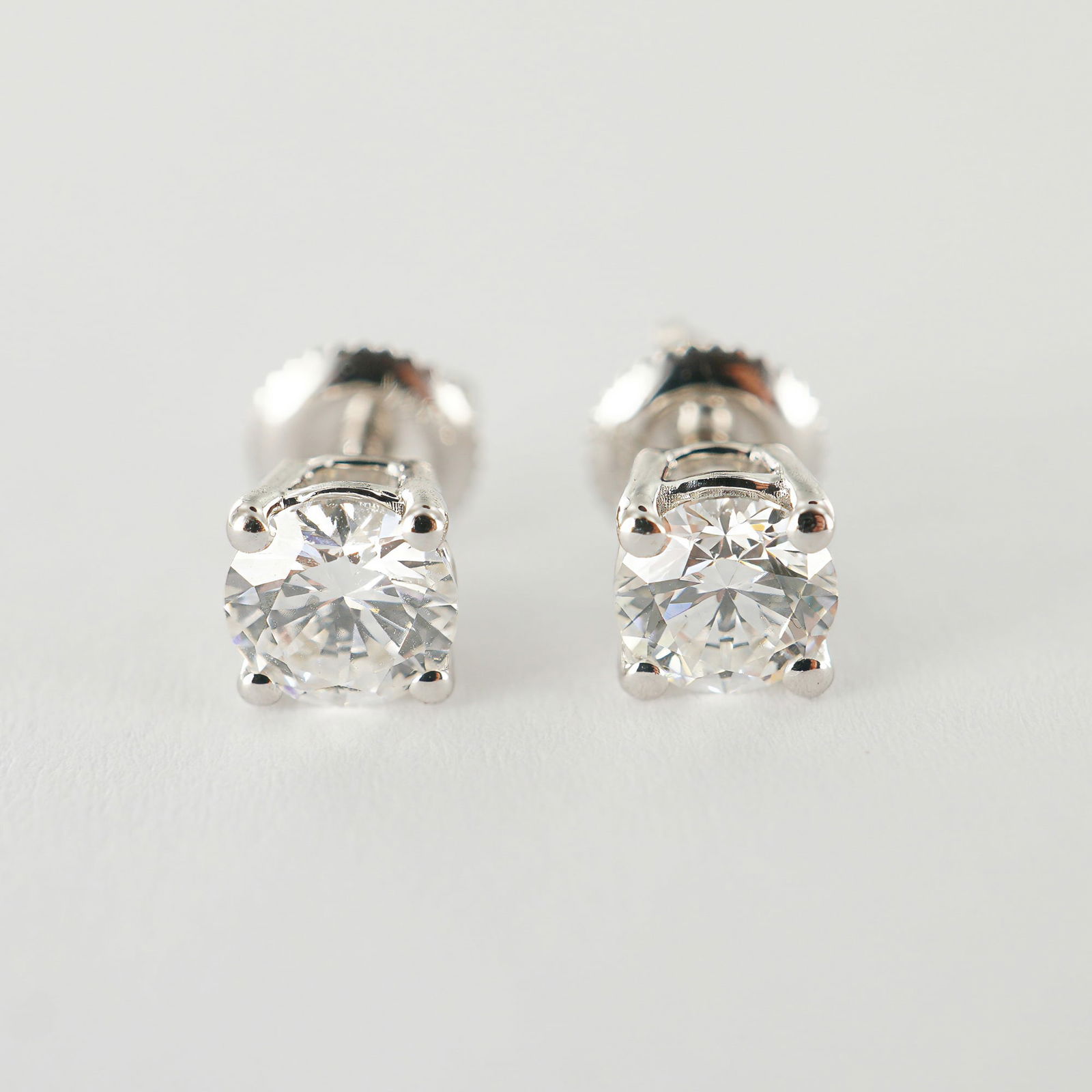 Pair of Diamond Stud Earrings, 1.17 CTW, 14K White Gold (1 of 5)
