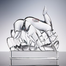 Baccarat Crystal Figurine, Gazelles with Box
