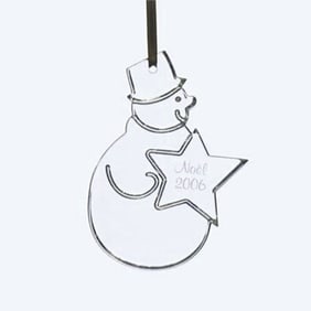 Baccarat Crystal 2006 Annual Snowman Ornament with Star