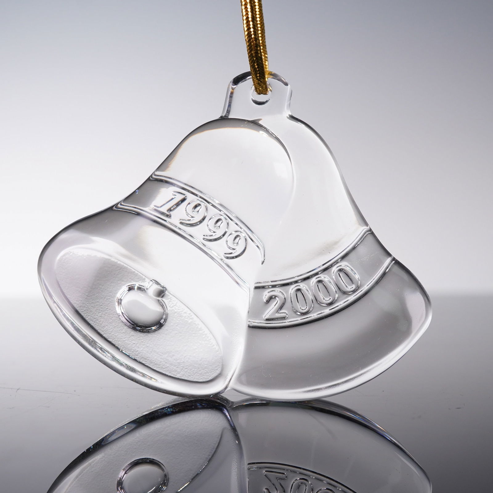 Orrefors Clear Crystal Millennium Bell Ornament with Box (1 of 6)