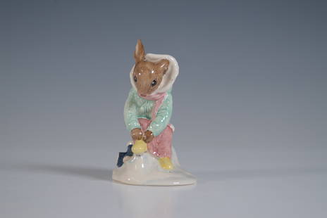 Royal Doulton Bunnykins Figurine, Girl Skater DB153: This delightful Royal Doulton Bunnykins figurine, titled "Girl Skater Bunnykins" (DB153), depicts a bunny dressed in a charming winter outfit, skating gracefully. The figurine stands 3.5"H and is in e