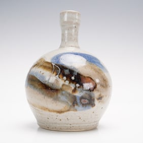 Mid Century Studio Pottery Bottle Vase, Artist Signed