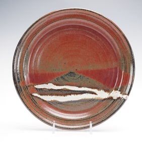 Studio Art Pottery Plate with Rust and Cream Glaze