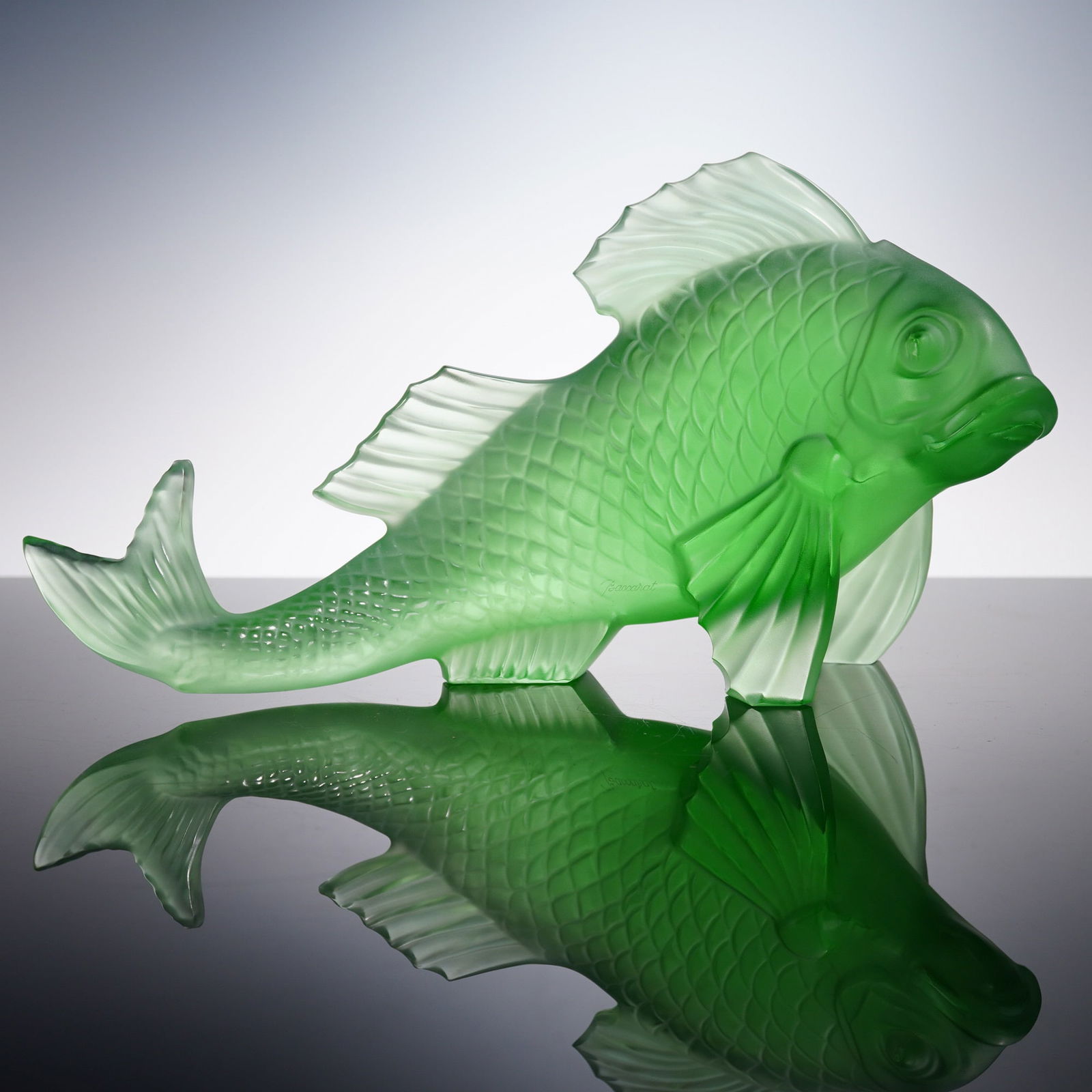 Baccarat Crystal Carpe Koi Fish Sculpture, Chartreuse with Box (1 of 9)
