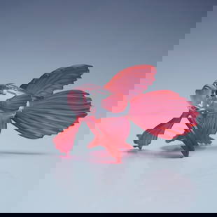 Swarovski Silver Crystal Figurine, Siamese Fighting Fish: This exquisite Swarovski Silver Crystal Siamese Fighting Fish figurine captures the elegance of the betta fish with its bold red frosted crystal fins and clear faceted crystal body. The lifelike detai