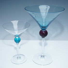 Pair of Union Street Glass and Other Martini Glasses