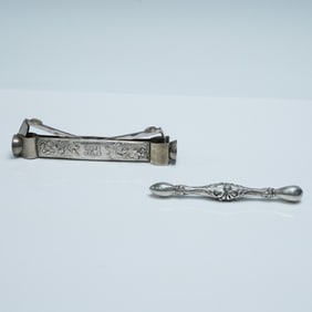 2pc Sterling Silver Glove Darner & 1902 Engraved Cigar Cutter