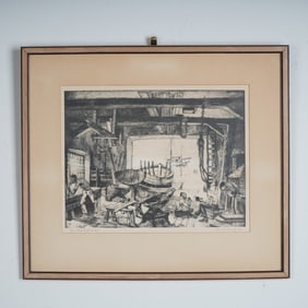 Lionel Barrymore (Aft.) Etching on Paper in Talio-Crome, The Old Boat Work