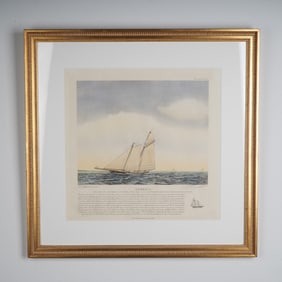 Robert F. Paterson, Hand-Colored Lithograph, Yacht America, Signed