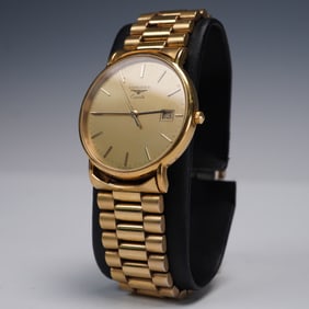 Vintage Longines Quartz Calendar Gold-Plated Wristwatch