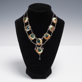 Vintage Operculum Shell Filigree Necklace