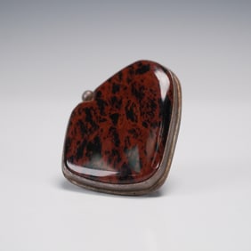 Vintage Sterling Silver Ring with Reddish Brown Speckled Stone
