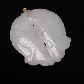 Carved Jade Pendant, Paired Fish Motif