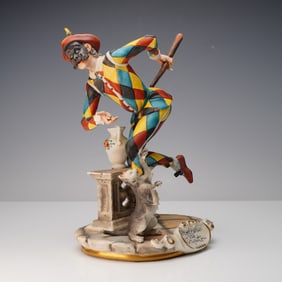 Capodimonte Bisque Figurine, Arlecchino Harlequin