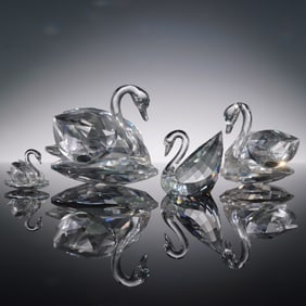 4pc Swarovski Crystal Figurine Swan Set