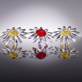 3pc Swarovski Crystal Renewal Gifts, Marguerite Red & Yellow