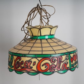 1970s Coca-Cola Faux-Stained Glass Hanging Lamp