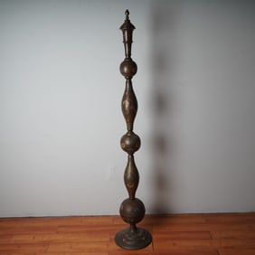 Original Indo-Persian Hand-Etched Decorative Brass Pole