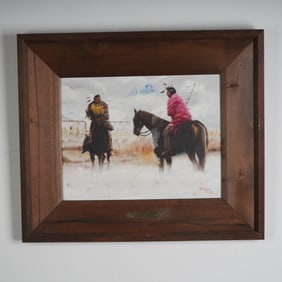 S.P. Nava-Ha, Original Oil on Canvas, Cheyenne-Arapaho Invitation, Signed
