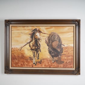 S.P. Nava-Ha, Original Oil on Canvas, Kiowa Valiance, Signed