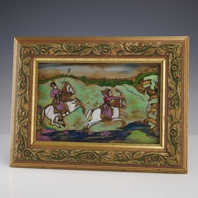 Antique Framed Painting of Mounted Archers