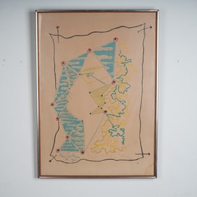 Jean Cocteau, Original Color Lithograph on Paper, Portrait with Fish Eye