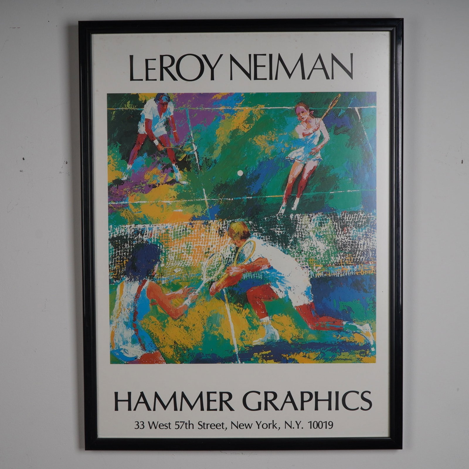 LeRoy Neiman, Offset Lithograph Poster, Mixed Doubles Tennis Poster: Vibrant and energetic, this offset lithograph poster by LeRoy Neiman titled Mixed Doubles Tennis captures the dynamic thrill of the tennis court through Neiman's iconic, expressionist brushwork and ri