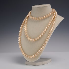Vintage Single Strand Faux Pearl Necklace with Ornate Clasp