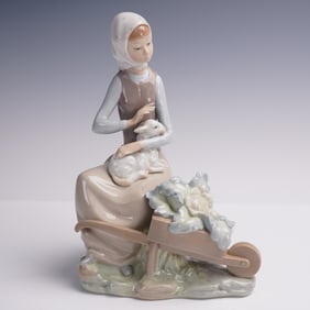 Lladro Porcelain Figurine, Girl with Wheelbarrow, 4816