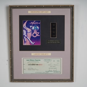 Wizard of Oz Filmcell Display Featuring Jack Haley Signed Check