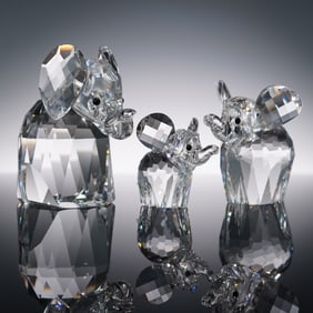 3pc Swarovski Crystal Elephant Figurines